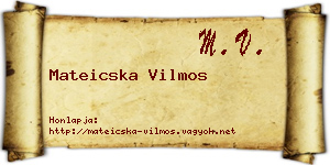 Mateicska Vilmos névjegykártya